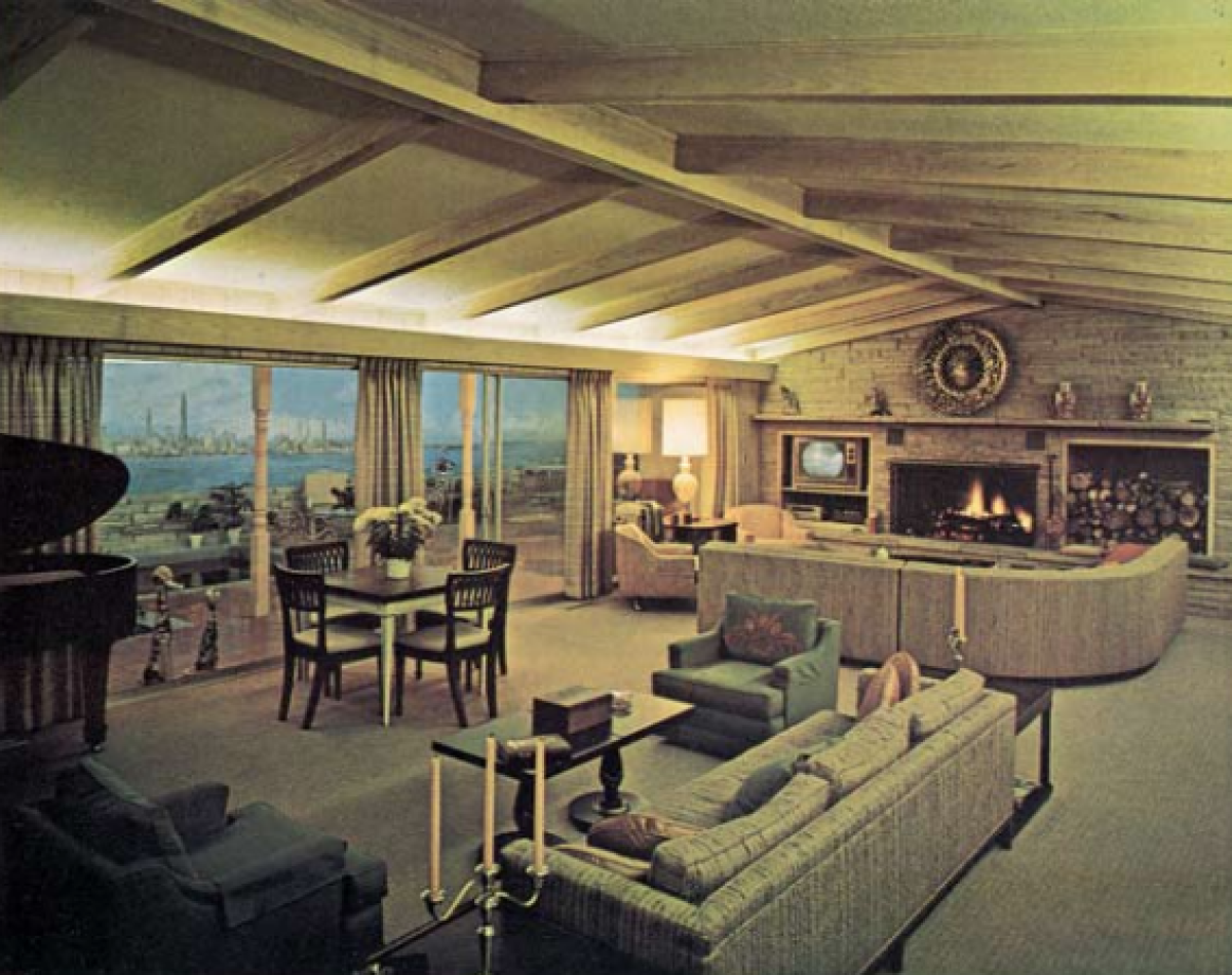1964年纽约世界博览会Underground World Home客厅，呈现未来住宅与组合家具想象